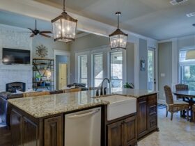 Modern Kitchen Interior design with farmhouse Sink