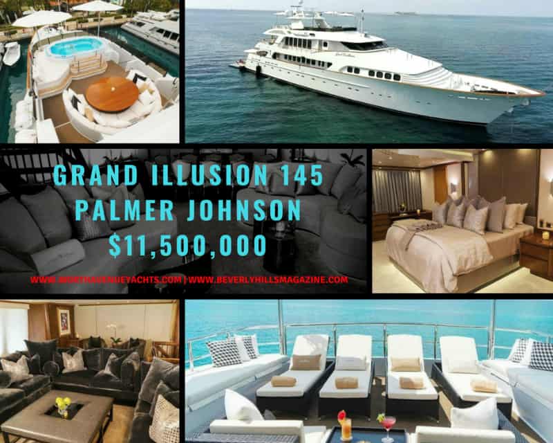 Grand Illusion 145 Palmer Johnson For Sale $11,500,000 #beverlyhills #beverlyhillsmagazine #bevhillsmag #yacht #megayachts #travel #luxury #lifestyle