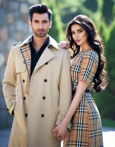 Model in Burberry dress and heels. Burberry: Timeless Fashion with Bristish Elegance #BevHillsMag, #BeverlyHills, #BeverlyHillsMagazine, #Burberry, #LuxuryFashion, #ModernStyle, #ShopFashionOnline, #FashionForWomen, #IconicStyle, #BritishLuxury