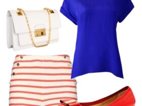 American Summer Style #AmericanSummerStyle #PatrioticChic #StripedShorts #SummerOutfit #BlueTop #RedFlats #CasualChic #BevHillsMag #BeverlyHills #BeverlyHillsMagazine