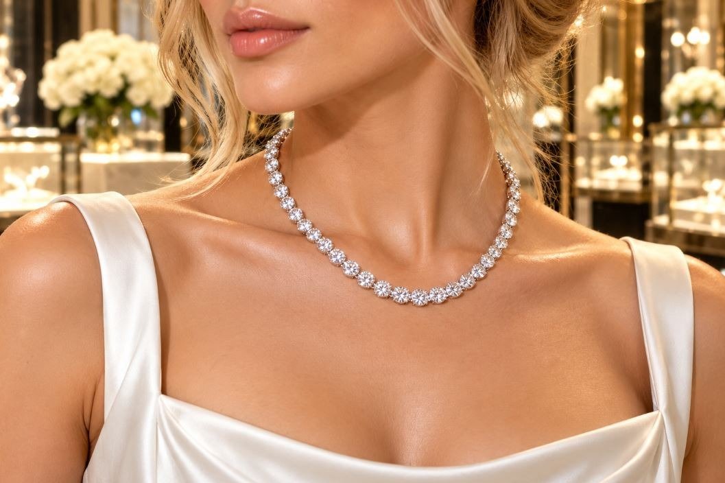 Best Places to Buy Diamond Tennis Necklaces in LA #DiamondTennisNecklace, #DiamondNecklaces, #LuxuryDiamonds, #FineJewelry, #BeverlyHillsJewelry