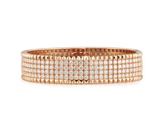 Roberto Coin Rose Gold Diamond Bracelet. BUY NOW!!! #BevHillsMag #fashion #shopping #shop #style #beverlyhillsmagazine #beverlyhills #jewelry #bracelets #diamonds #gold
