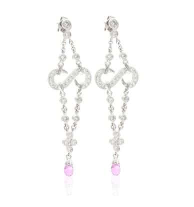 18K White Gold Diamond And #Pink Sapphire Chandelier #Earrings. BUY NOW!!! #beverlyhills #beverlyhillsmagazine #bevhillsmag #shop #shopping #jewelry