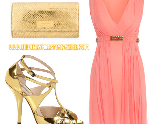 Golden Coral Style. #Shop Now!!! #bevhillsmag #beverlyhills #beverlyhillsmagazine #versace #dress