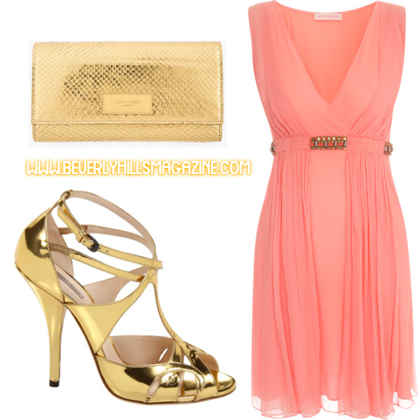 Golden Coral Style. #Shop Now!!! #bevhillsmag #beverlyhills #beverlyhillsmagazine #versace #dress