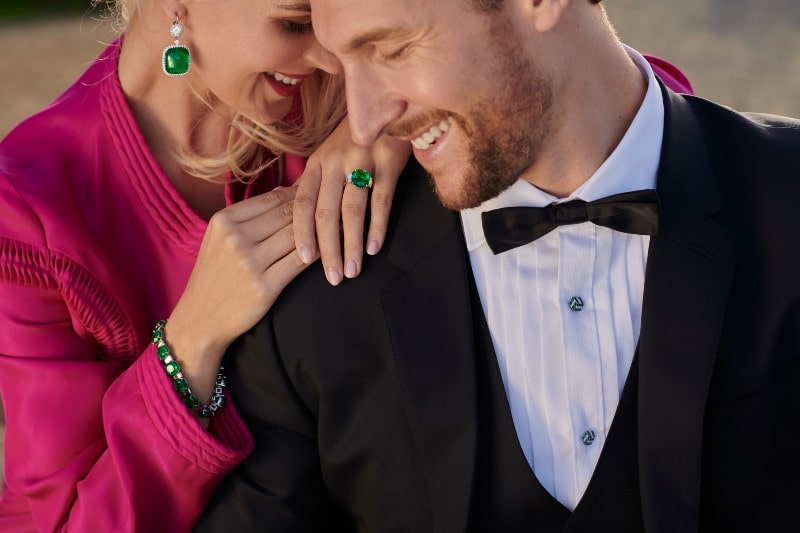 Beverly Hills Magazine Stephen Silver Fine Jewelry emerald ring bracelet earrings