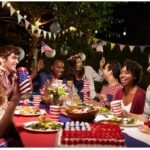 Big Group of Friends Having An Independence Day Party On Fourth of July