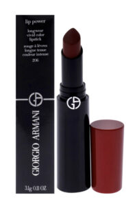 Giorgio Armani Lipstick 206 Cedar. BUY NOW!!! #bevhillsmag #beverlyhills #beverlyhillsmagazine #GiorgioArmani #GiorgioArmaniLipstick #RedLipstick #boldlipstick