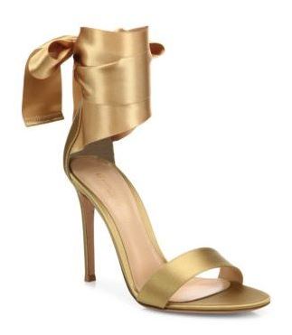 Gianvito Rossi Gold Tie-Strap Heels. BUY NOW!!!
