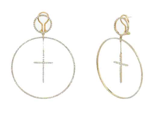 Gold Diamond Cross Earrings. BUY NOW!!! #jewelry #shop #jewels #earrings #fashion #style #beverlyhills #beverlyhillsmagazine #bevhillsmag