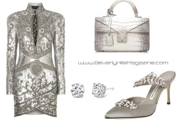 Stunning In Silver Style. SHOP NOW!!! #fashion #style #shop #shopping #clothing #beverlyhills #shoes #designer #manoloblahnik #highheels #balmain #dress #stalvey #dresses #beverlyhillsmagazine #bevhillsmag #dresses