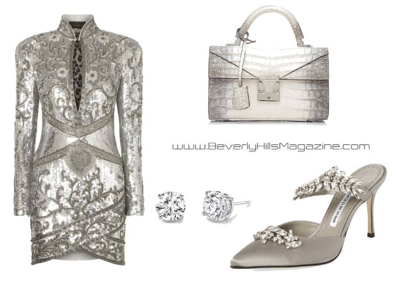 Stunning In Silver Style. SHOP NOW!!! #fashion #style #shop #shopping #clothing #beverlyhills #shoes #designer #manoloblahnik #highheels #balmain #dress #stalvey #dresses #beverlyhillsmagazine #bevhillsmag #dresses