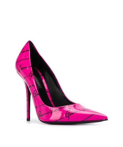Beverly hills magazine fashion designers Versace logo pumps