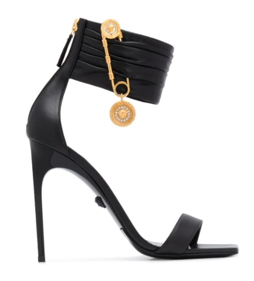 Beverly hills magazine Versace fashion designer square toe heels