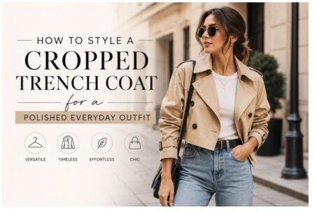 How to Style a Cropped Trench Coat for a Polished Everyday Outfit #CroppedTrenchCoat, #EverydayStyle, #FashionTrends, #ChicStyle, #CapsuleWardrobe, #StreetStyleFashion, #ModernFashion, #WomenStyle, #PolishedLook, #StyleInspiration