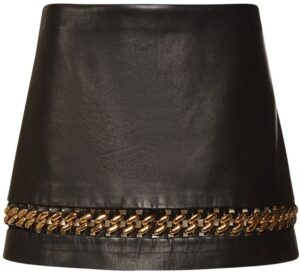 Versace leather-mini-skirt-w-chain-insert #Versace #skirt #fashion #style #shop #bevhillsmag #beverlyhills #beverlyhillsmagazine #leatherskirt