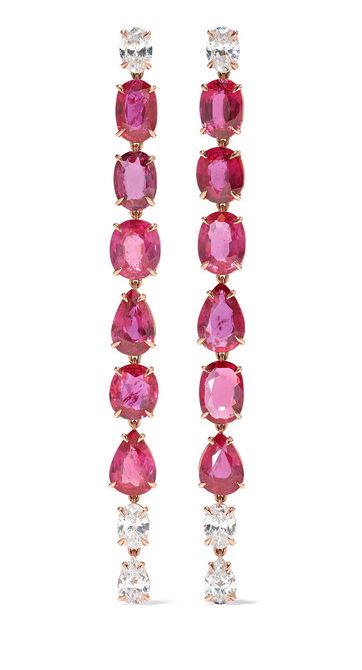 Anita Ko - 18-karat Gold, Ruby And Diamond Earrings. BUY NOW!!! #earrings #jewelry #pink #diamonds #bevhillsmag #beverlyhills #beverlyhillsmagazine